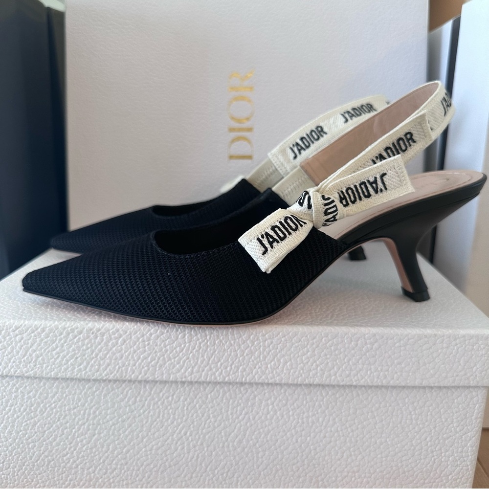 ‼️SOLD‼️Christian Dior J’ADIOR Slingback pump black heels technical fabric black - Picture 1 of 10